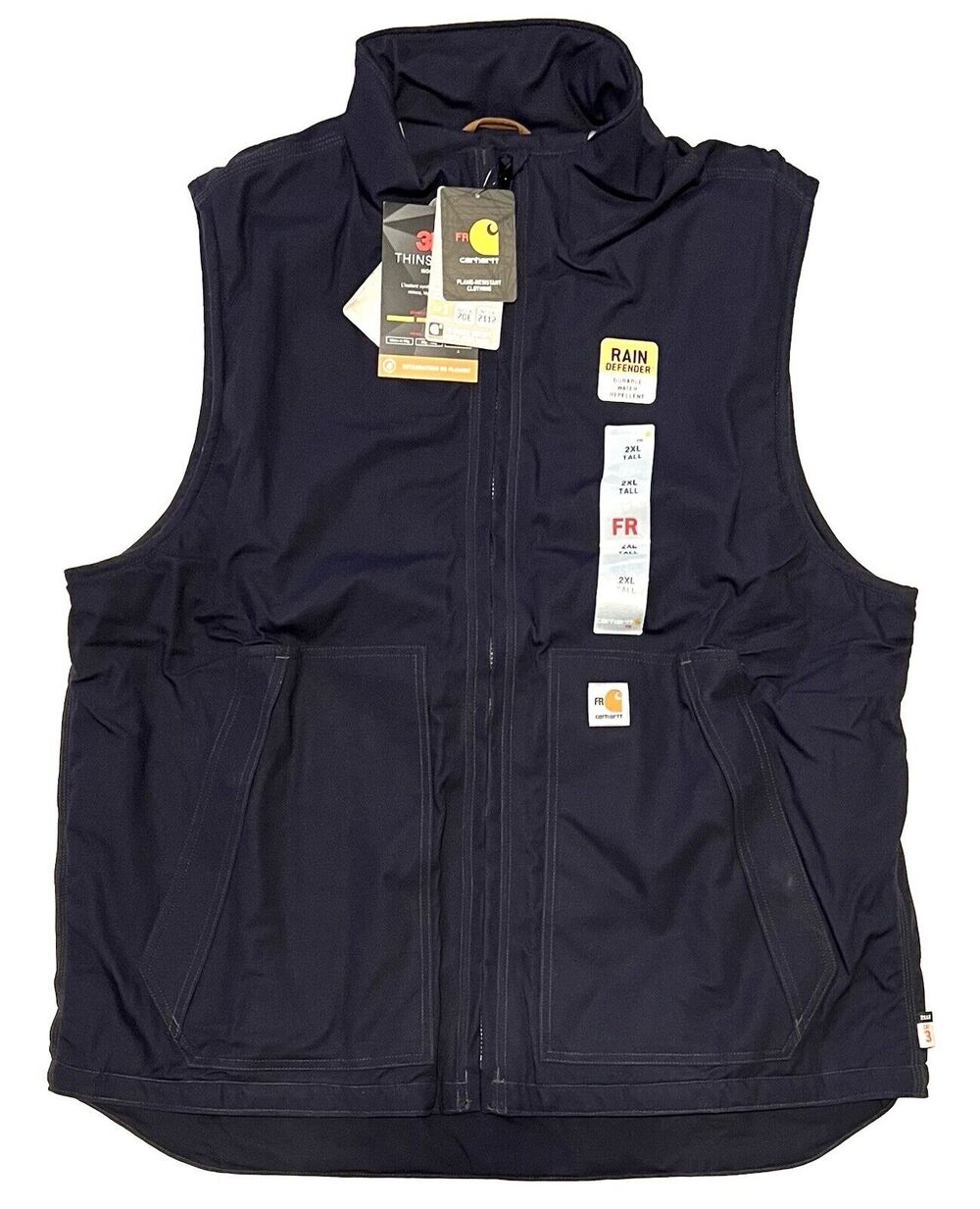 Carhartt 103387 2XLT Rain Defender FR Flame Resistant Quick Duck Vest Navy Cat 3